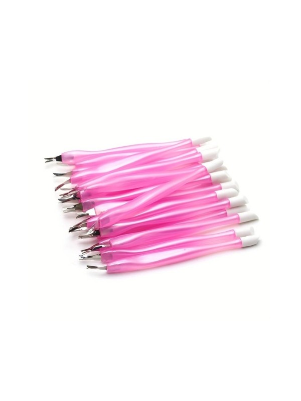 Set of double-sided Pink cuticle removal tools, 10 pieces