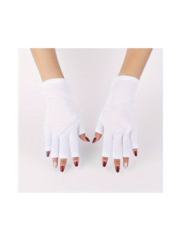 Protective gloves against UV light for manicure white, 1 pair