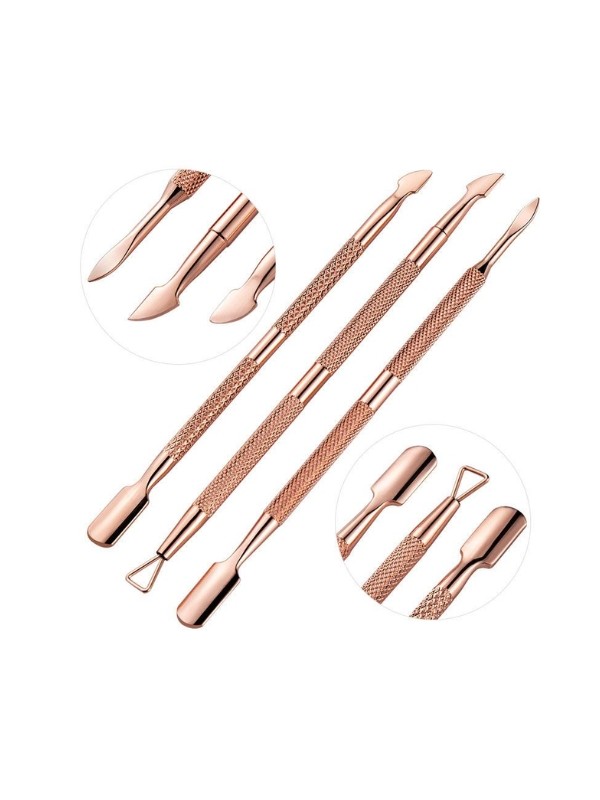 Set of 3 Golden Rose cuticle pushers