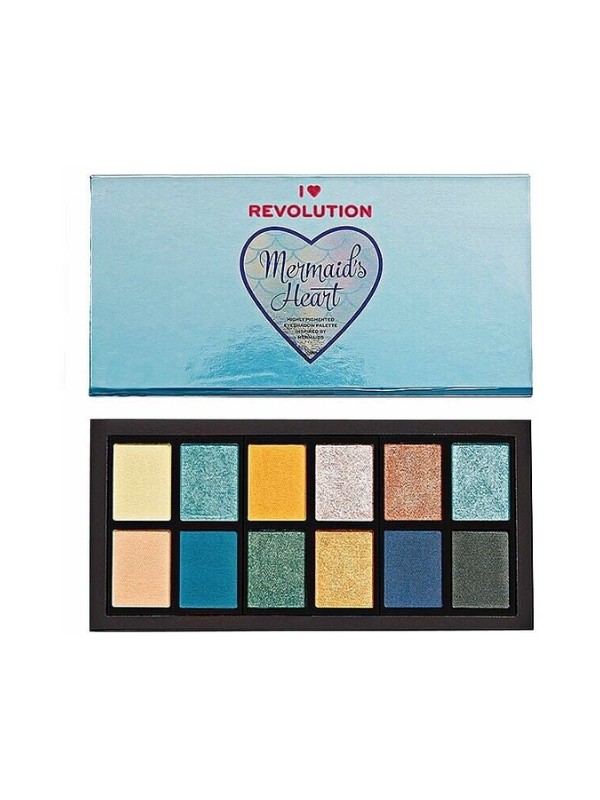 Makeup Revolution I Heart Revolution Palet van 12 oogschaduws Mermaids Heart 12 x 0,75 g