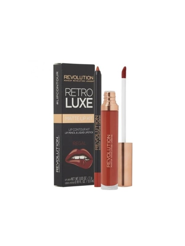 Makeup Revolution Retro Luxe Matte Kit Königliches Lippen-Make-up-Set: Lipgloss 5 ml + Lippenstift 1 g