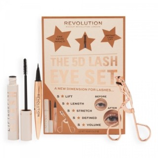 Makeup Revolution The 5D Lash Eye Set: Eyelash Curler, Mascara and Eyeliner