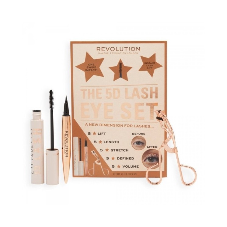 Makeup Revolution The 5D Lash Eye Set: Eyelash Curler, Mascara and Eyeliner