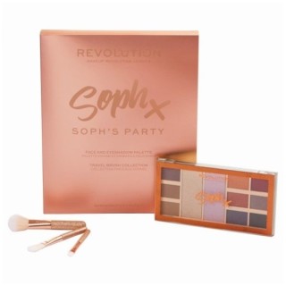 Geschenkset der Revolution Party Soph Collection: Palette mit 11 Lidschatten und 3 Make-up-Pinseln