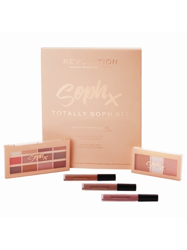 Makeup Revolution Totally Soph Gift Set: Eyeshadow Palette, Contour Palette, 3 Lip Glosses