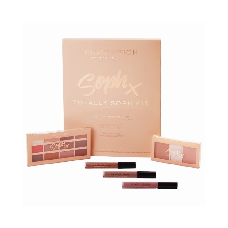 Makeup Revolution Totally Soph Gift Set: Eyeshadow Palette, Contour Palette, 3 Lip Glosses