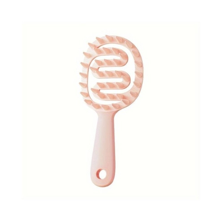 2in1 Peach Pink hair washing and scalp massage brush, 1 piece