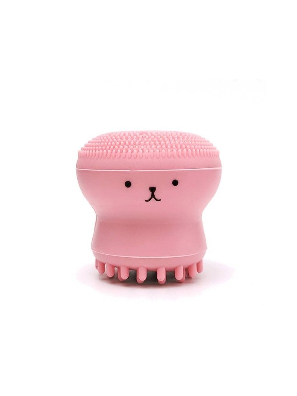 Pink Octopus silicone brush for washing, massaging and peeling the face, 1 piece