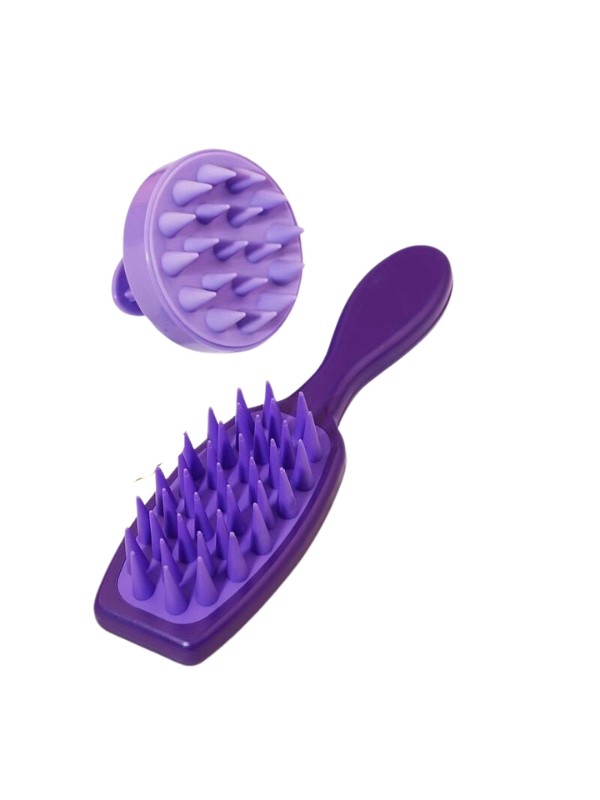 Set: Hair washing and scalp massage brush + Purple scalp massager