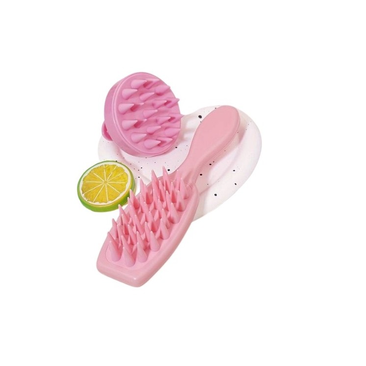 Set: Hair washing and scalp massage brush + Pink scalp massager