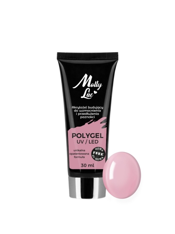 MollyLac Polygel acrylic gel builder HEMA/Di- HEMA Free No. /06/ French Pink 30 ml