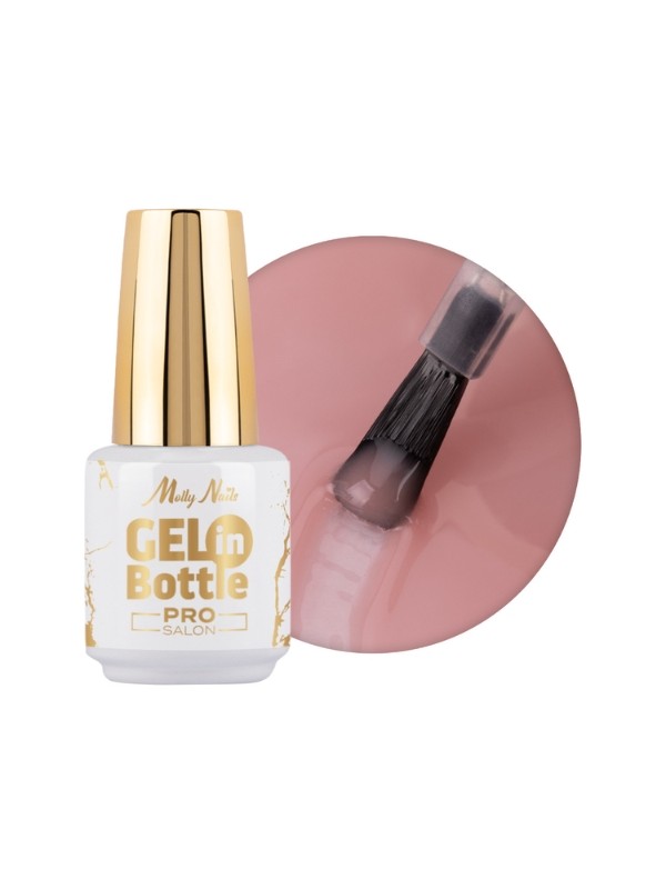 MollyLac Pro Salon Gel in der Flasche Nagelgel in der Flasche mit Multifunktionsbürste Naked 15 g