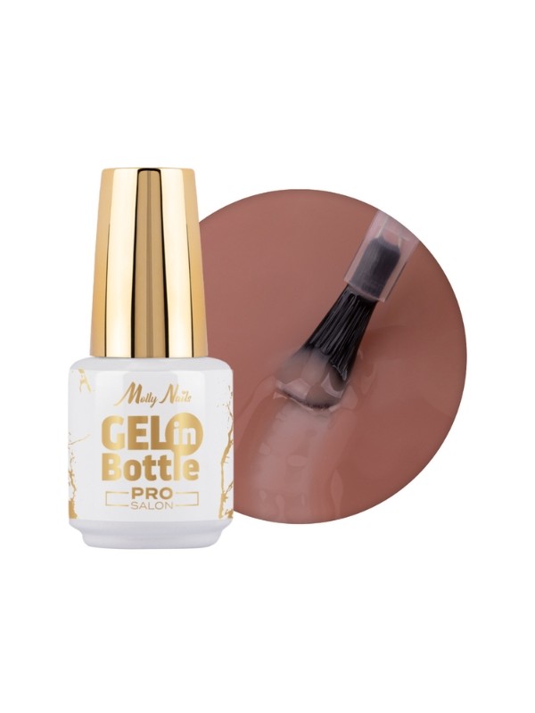 MollyLac Pro Salon Gel in flesje Nagelgel in flesje met multifunctioneel penseel Tan Lines 15 g