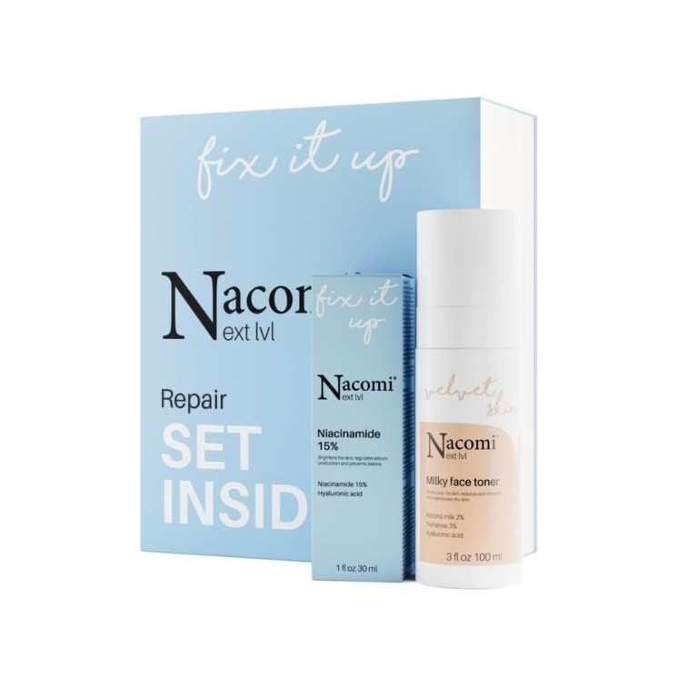 Nacomi Next Level Gift Set Repair Moisturizing Milk Toner 100 ml + Niacinamide Serum 15% 30 ml