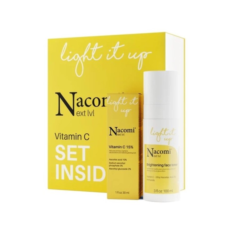 Nacomi Next Level Gift Set Vitamin C Illuminating Milk Illuminating Tonic 100 ml + Vitamin C Serum 15% 30 ml