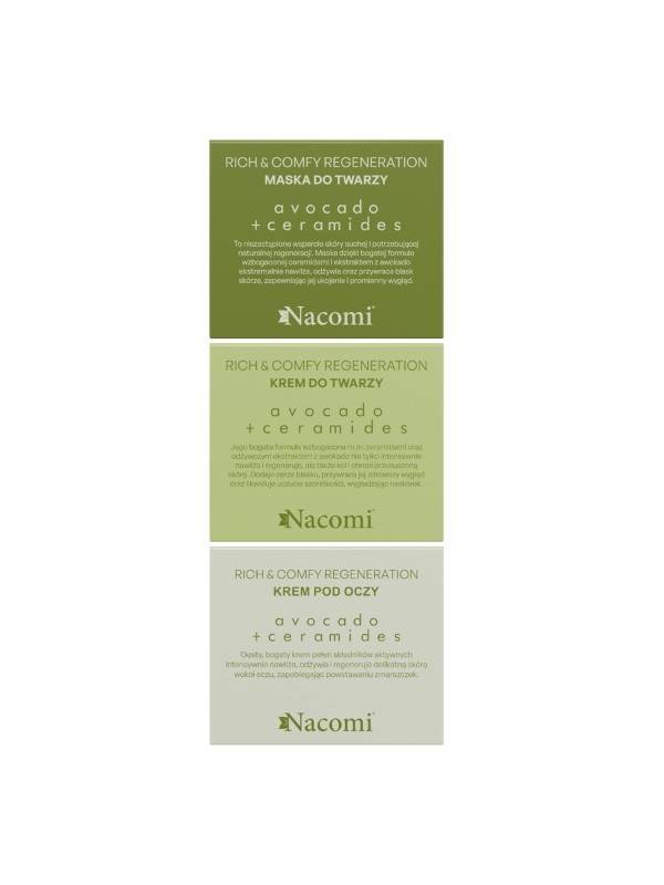 Nacomi Gezichtsverzorgingsset Avocado Geschenkset Gezichtsverzorgingscrème 40 ml + Gezichtsmasker 40 ml + Oogcrème 15 ml