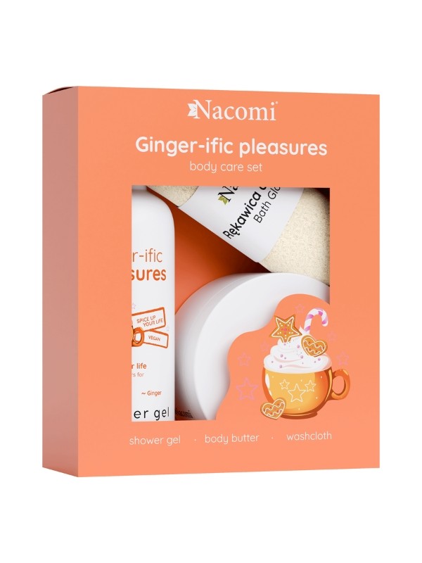 Nacomi Body Ginger Douchegel 300 ml + Body butter 100 ml + Badhandschoen