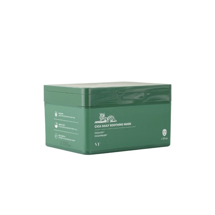 VT Cosmetics CICA Daily Soothing Mask Set mit beruhigenden Blatt-Gesichtsmasken 30 Stück 350 g