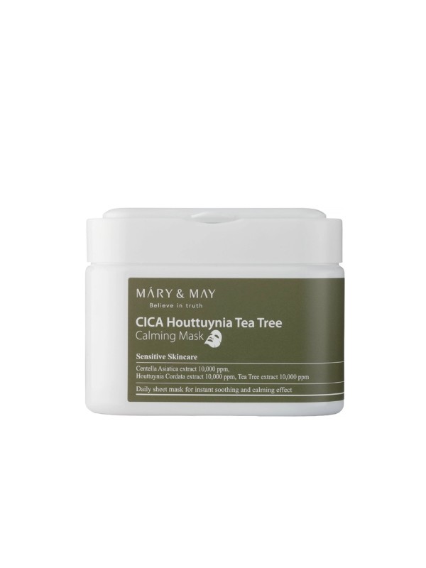 Mary&May Cica Houttuynia Tea Tree Calming Mask Set mit beruhigenden Gesichtsmasken, 30 Stück