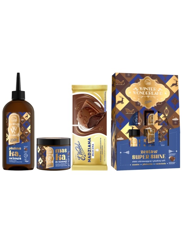 OnlyBio x Wedel Hair in Balance Set Super Shine Milk Chocolate Filled Distle Rinse + Lamination Mask + Chocolate