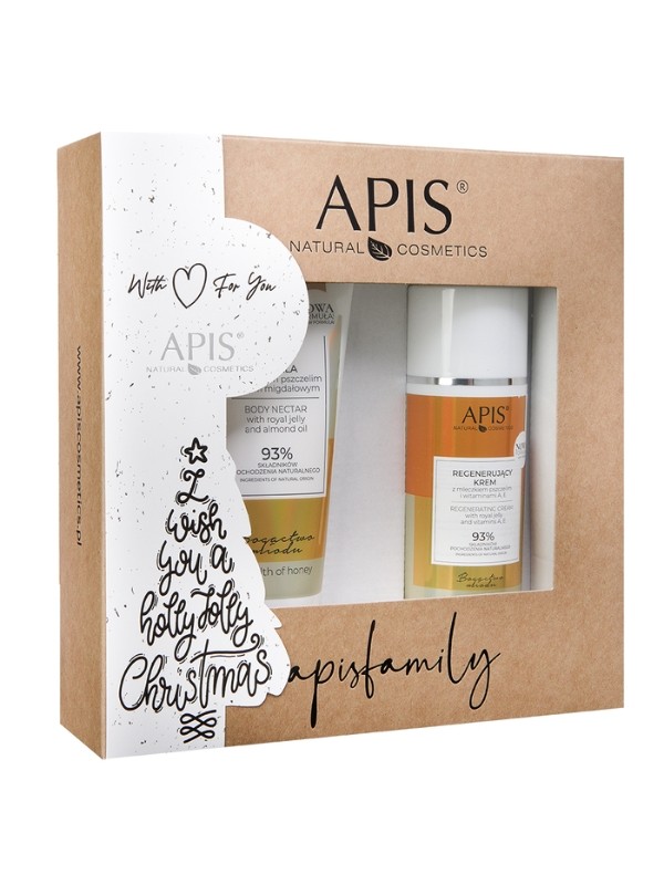 Apis Kerstset Honingrijkdom Lichaamsnectar 200 ml + Regenererende crème met koninginnengelei 100 ml