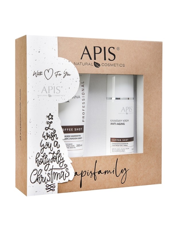 Apis Weihnachtsset Kaffee-Shot Bioaktive Maske 200 ml + Kaffee- anti-aging -Creme 100 ml