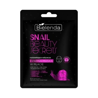 Bielenda SNAIL BEAUTY SECRETS Aufhellende und pflegende schwarze Blattmaske mit gefiltertem Schneckenschleim, 1 Stück