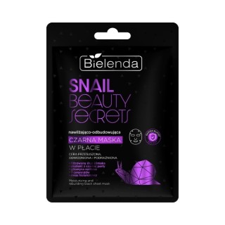 Bielenda SNAIL BEAUTY SECRETS Hydraterend en herstellend zwart sheetmasker met gefilterd slakkenslijm 1 stuk