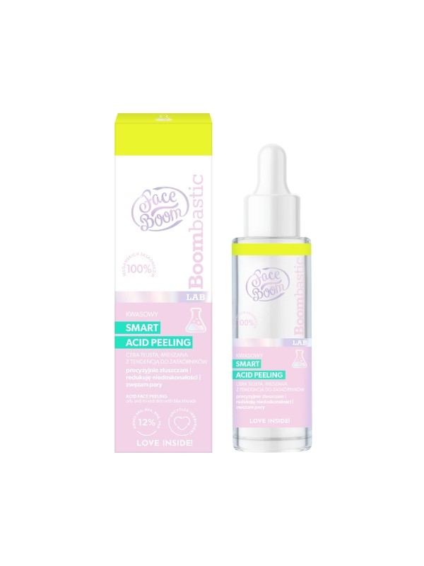 FaceBoom BOOMBASTIC LAB Smart acid peeling kwasowy, 12% kwasy AKA, AHA, BHA, PHA 30 ml