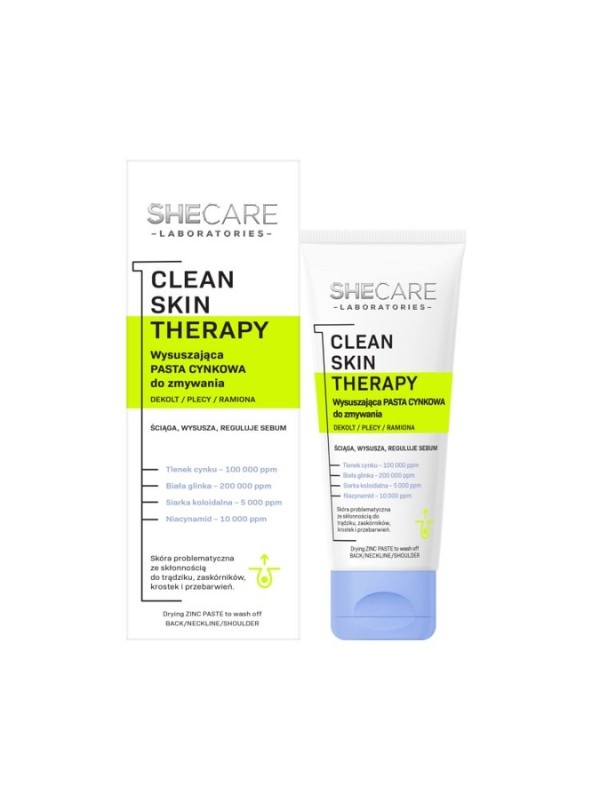 SheCare Clean Skin Therapy Drying Zinc Paste for Washing - Neckline, Back, Shoulders 90 g