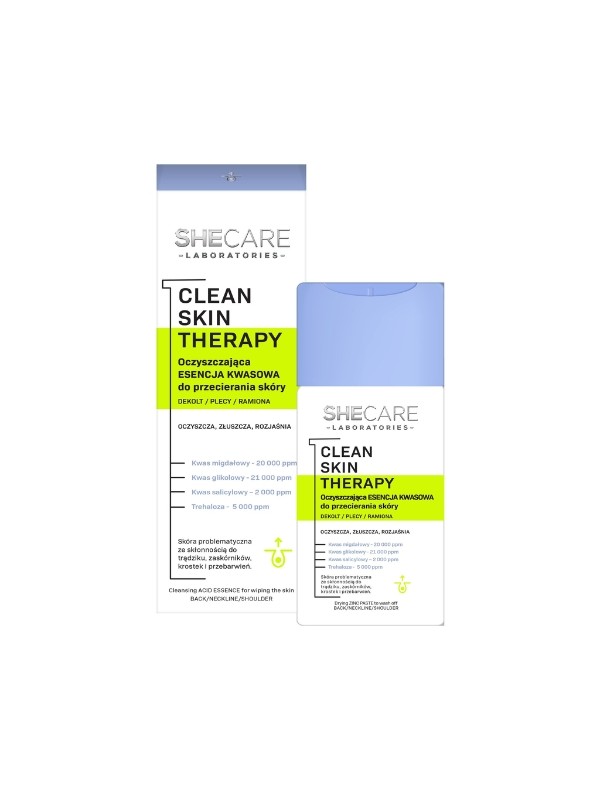 SheCare Clean Skin Therapy Reinigende Säureessenz zum Abwischen der Körperhaut – Dekolleté, Rücken, Arme 150 ml