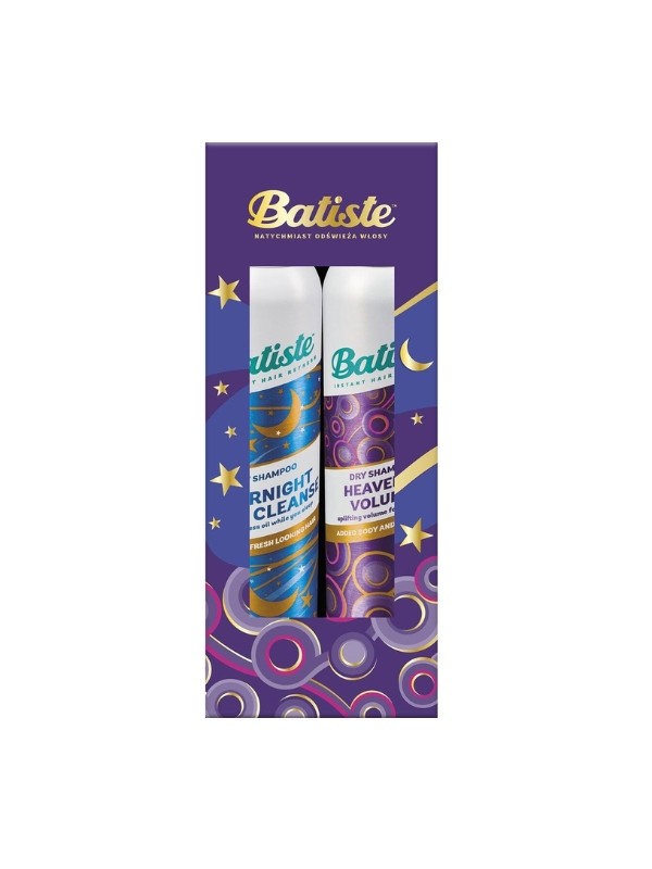 BATISTE Holiday Set Heavenly Volume Dry Shampoo 200 ml + Overnight Light Cleanse 200 ml