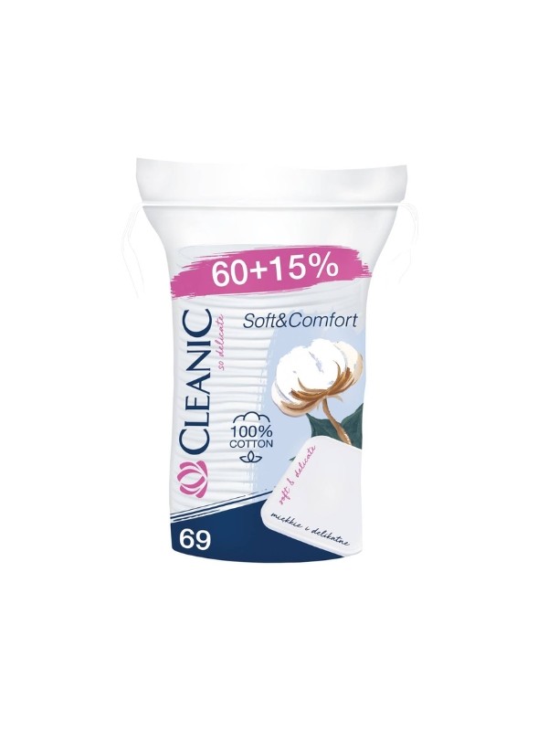 Cleanic Soft & Comfort Vierkante Cosmetische Pads 69 stuks.