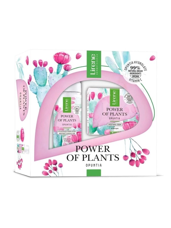 Lirene Power Of Plants Geschenkset Kaktusfeigen-Gesichtscreme 50 ml + Reinigungsschaum 150 ml