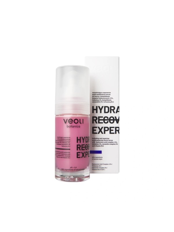 Veoli Botanica Hydra Recovery Expert hydrating and repairing Facial serum with a complex of hyaluronic acids 15% 30 ml