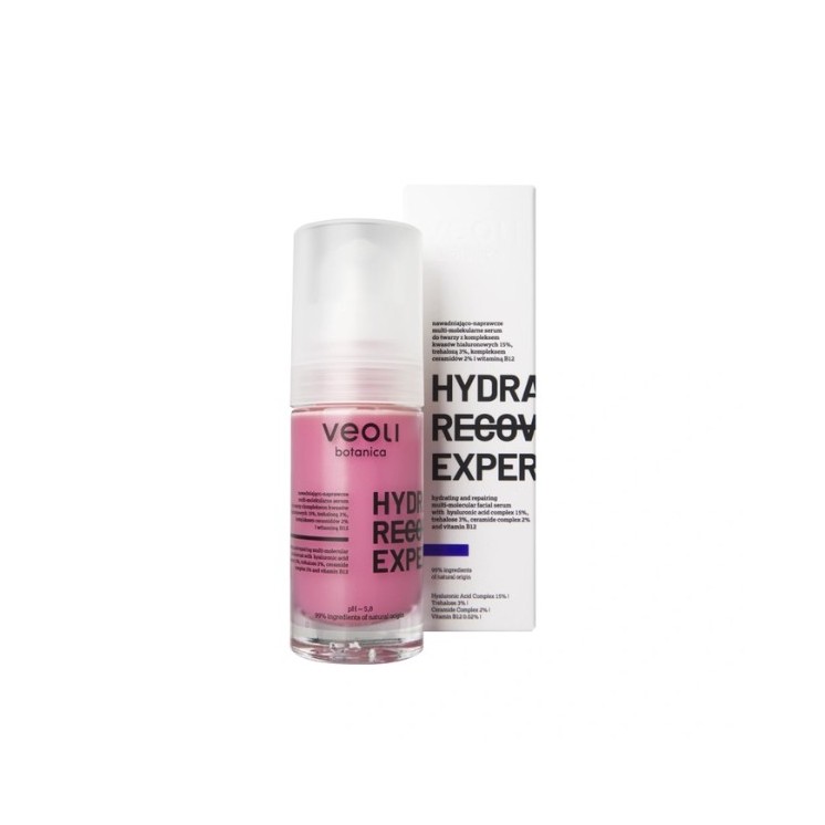 Veoli Botanica Hydra Recovery Expert hydrating and repairing Facial serum with a complex of hyaluronic acids 15% 30 ml