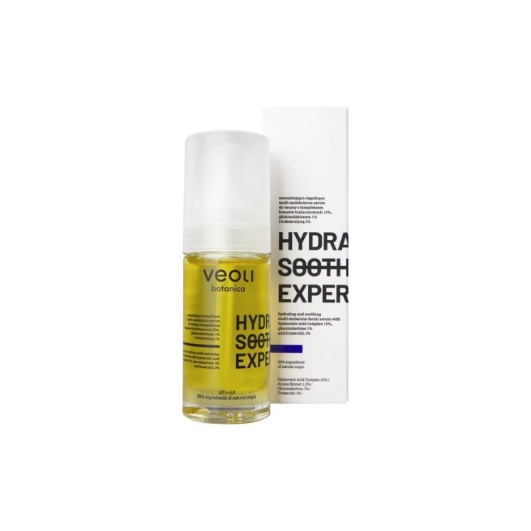 Veoli Botanica Hydra Soothing Expert hydraterend en verzachtend gezichtsserum met 15% hyaluronzuurcomplex 30 ml