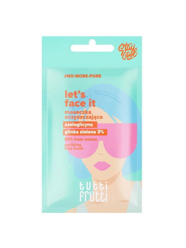 Farmona Tutti Frutti Let's Face It Reinigend gezichtsmasker met groene klei 3% + Detox Shot Mg 7 g