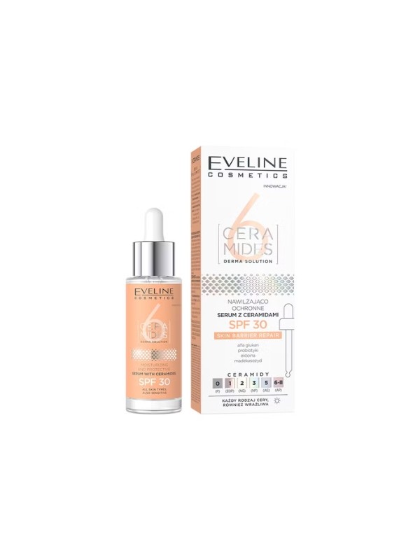 Eveline 6 CERAMIDES feuchtigkeitsspendendes und schützendes Gesichtsserum mit Ceramiden und SPF30 30 ml