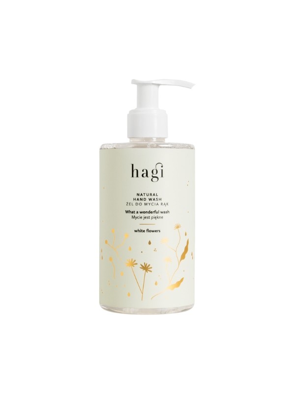 Hagi Washing is een prachtige natuurlijke handwasgel met witte bloemen 300 ml