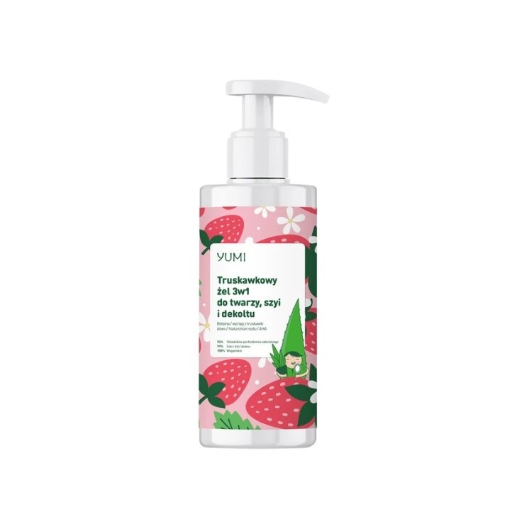 Yumi strawberry 3in1 face, neck and décolleté cleansing gel 150 ml