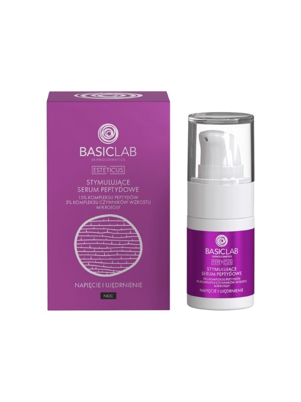 BasicLab Esteticus stimulierendes Peptid-Serum für das Gesicht bei Nacht 15% Peptidkomplex 15ml