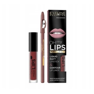 Eveline OH My Lips Matte Liquid Lipstick 4,5 5 ml + Lip Liner Set /16/ Extraordinary Red