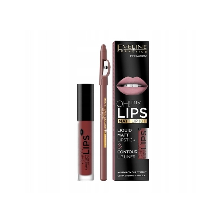 Eveline OH My Lips Matte Liquid Lipstick 4,5 5 ml + Lip Liner Set /16/ Extraordinary Red