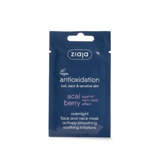 Ziaja Acai Berry Nachtmaske für Gesicht und Hals, glättet aktiv und lindert Reizungen, 7 ml
