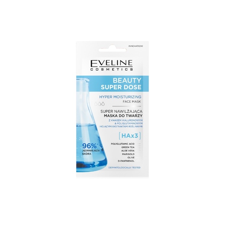 Eveline Beauty Super Dose super nawilżająca Maska do twarzy HAx3 8 ml