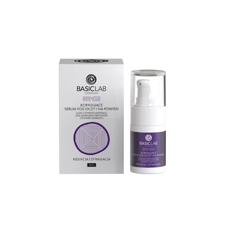 BasicLab Esteticus korygujące Serum pod oczy i na powieki z Retinalem 0,03% na noc 15 ml