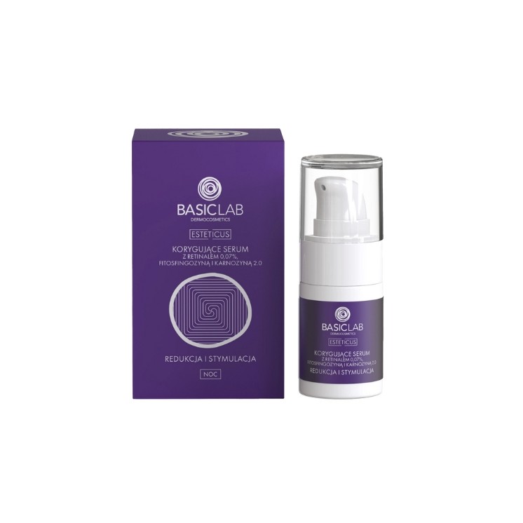 BasicLab Esteticus korygujące Serum z Retinalem 0,07%, Fitofsingozyną i Karnozyną 2.0 15 ml
