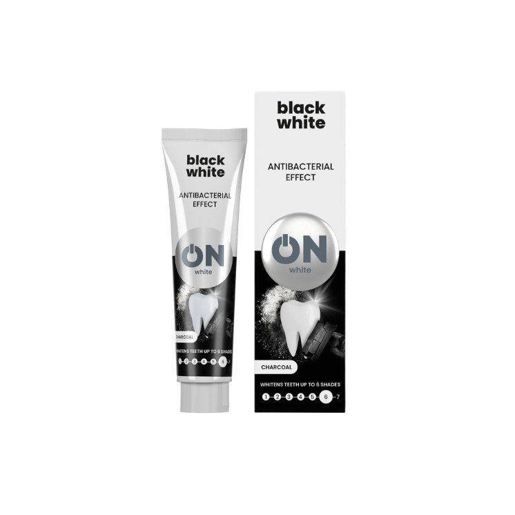 ON WHITE BLACK WHITE Whitening tandpasta met houtskool 75 ml