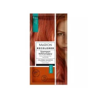 MARION Recolored 7.44 Copper coloring shampoo is een snelle manier om blond haar een ego , koperkleurige glans te geven.